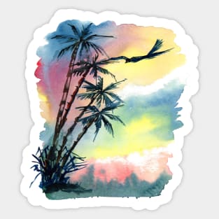 Palm Colorful Scenery Watercolor Sticker